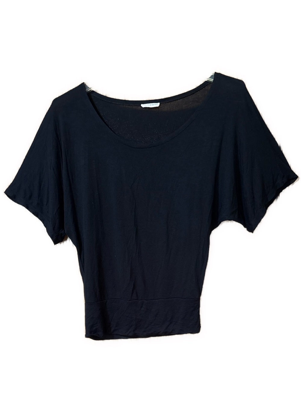 Women's Zenana Outfitters Black Scoop Neck Short Batwing Sleeve Stretchy Top